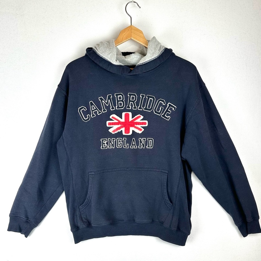 Oakridge  Embroidered Cambridge England Hooded Sweatshirt With Applique Flag